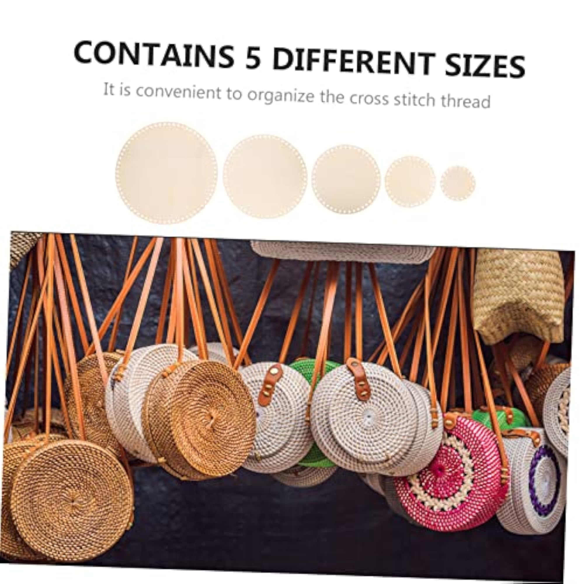 5pcs Round Wooden Basket Base Set for DIY